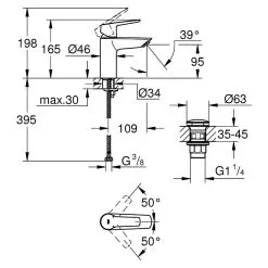 Grohe Quickfix Waschtischmischer Start S-Size Push-Open Ablauf -Bad + Sanitär affär 12 1337