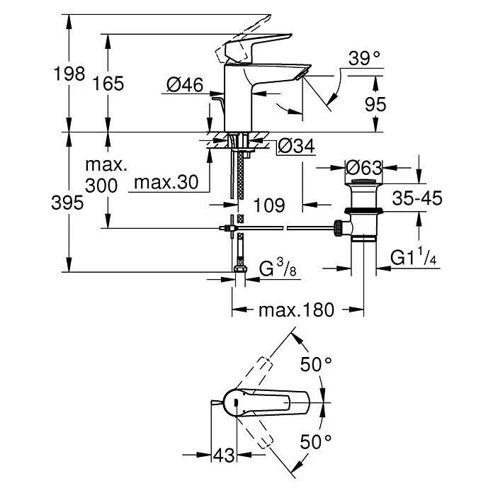 Grohe Quickfix Waschtischmischer Start S-Size Zugstangen-Ablauf 3 Grohe Quickfix Waschtischmischer Start S-Size Zugstangen-Ablauf